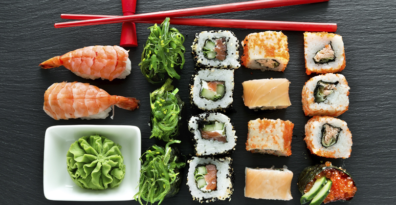 Opções de comida japonesa